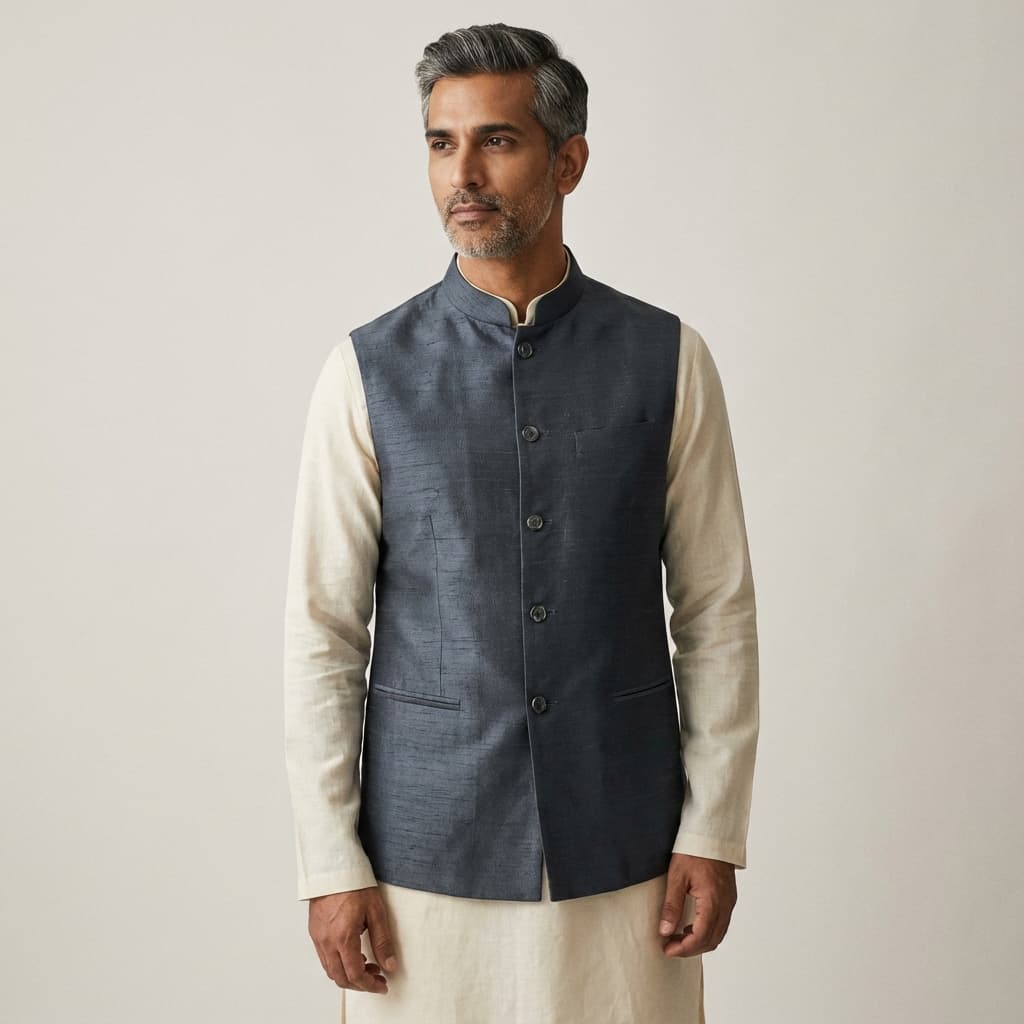 Raw Silk Nehru Jacket
